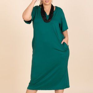 POSH SHOW ITEM Plus Size Money Green Hood Dress